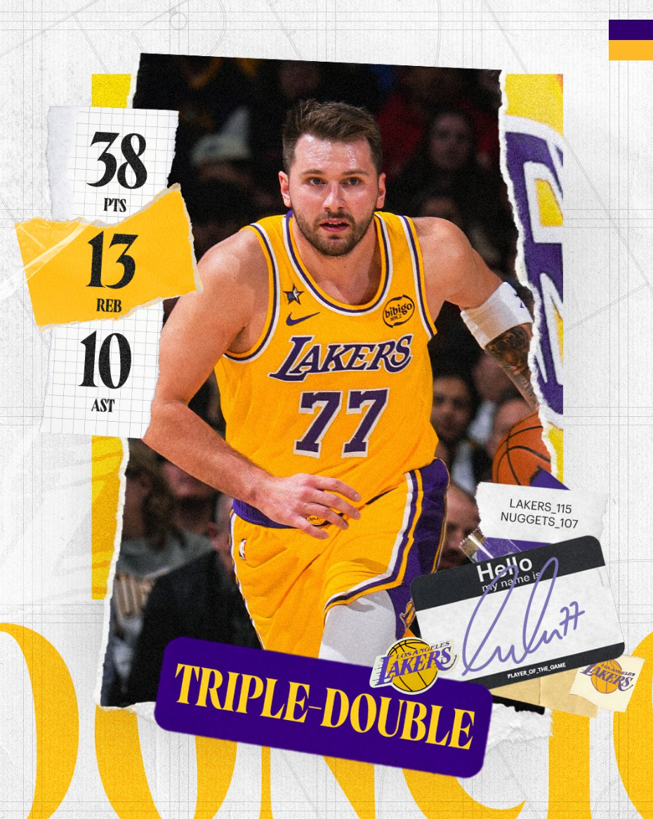 轰38+13+10创纪录!湖蜜高呼东契奇世界最强 詹姆斯:向他致敬